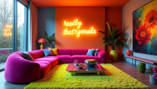 Joyful Dopamine Decor maximalist living room with bold colors & textures.
